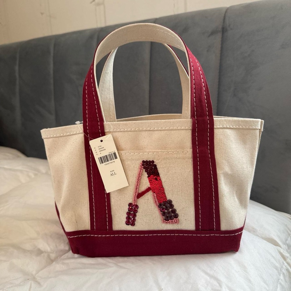 Anthropologie Maeve The Hartley Monogram Letter “A” Beaded Tote Bag
